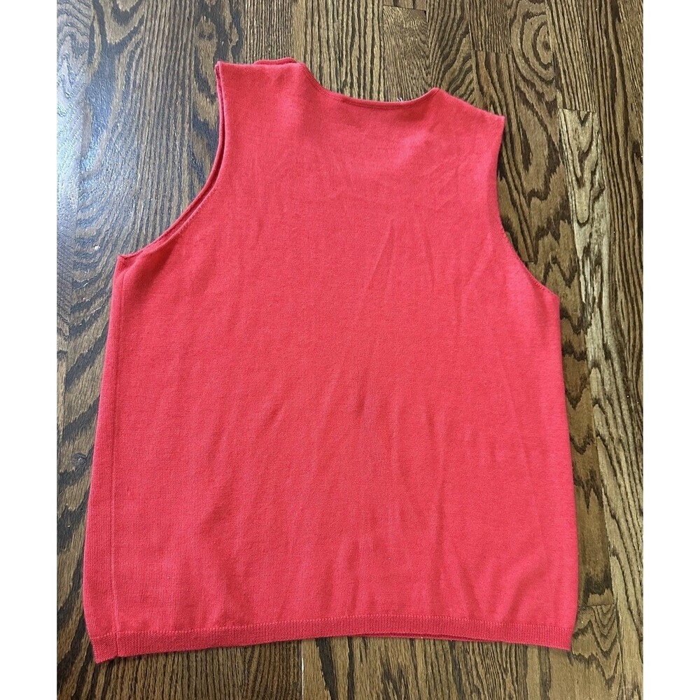 Oscar De La Renta Sleeveless Sweater‎ Tank Red Large Cashmere Feel Missing Tag - Picture 9 of 9